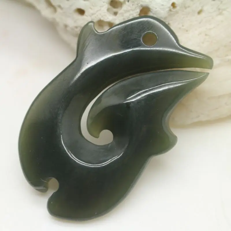 Authentic Nephrite Pendant Green jade Necklace  Natural Jewelry Gemstone Pendant Maori Hollow Pendant jewelry
