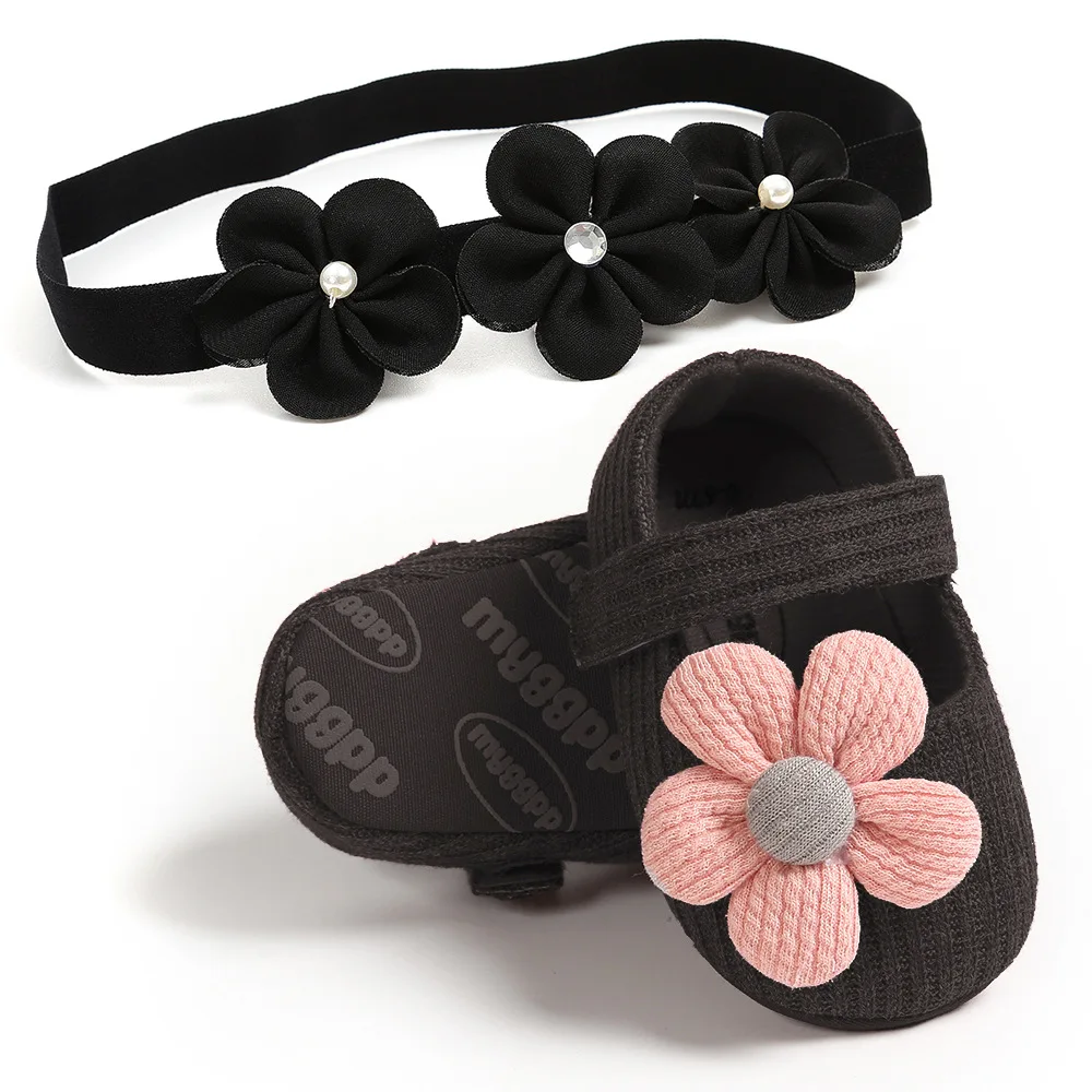 
little girl wool prewalker 6 9 12 month toddler princess flower knitting footwear wedding baby dress shoes with headband 