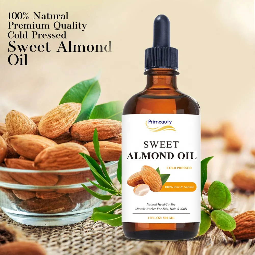 Wholesale Top Quality  500ml 100% Pure Cold Pressed Skin Moisturizer Therapeutic Body Massage Carrier Oil Sweet Almond Oil
