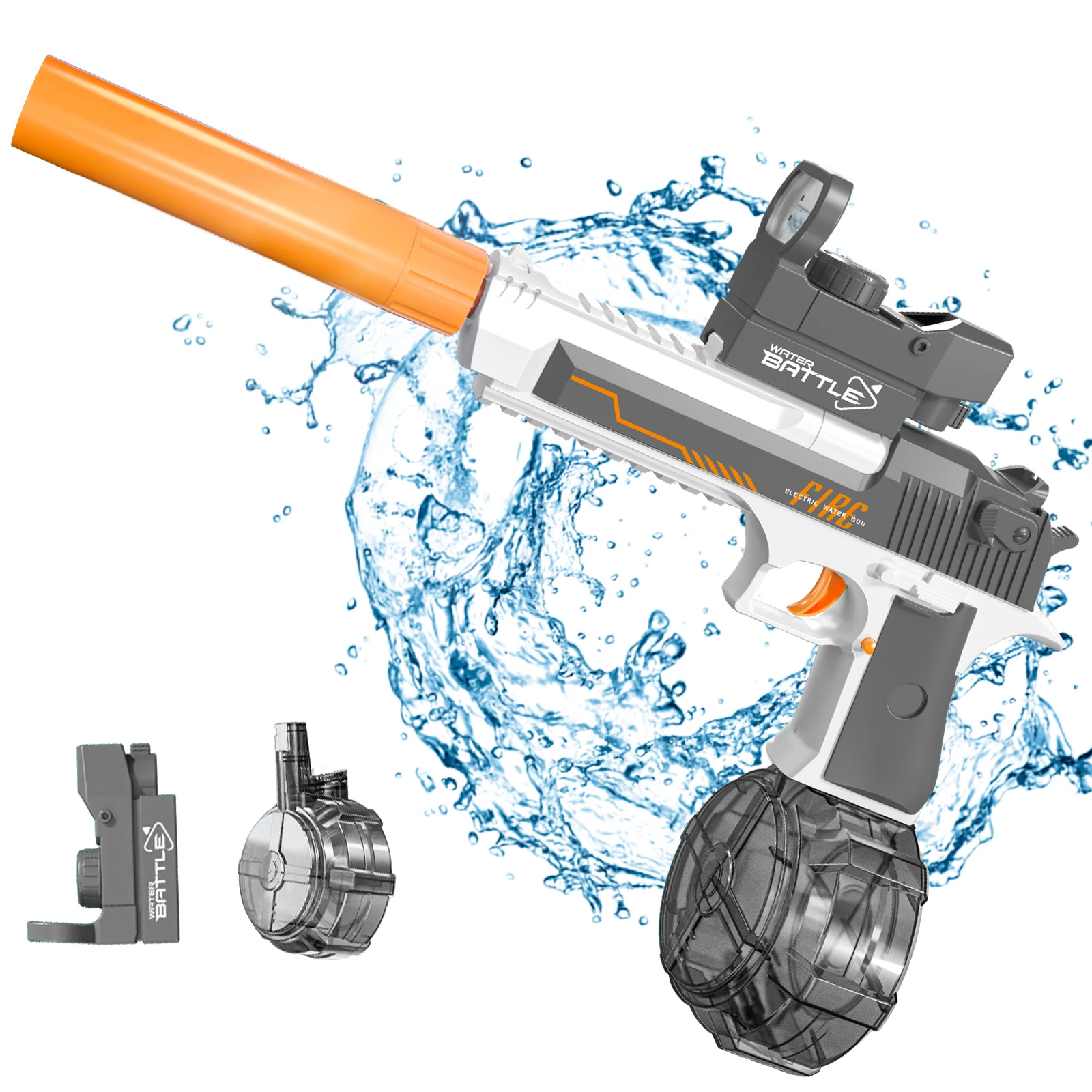 White Gray Electric Water Gun Desert Eagle Linkage 2024 Custom Summer Outdoor Beach Toys Water Gun Long Distance for Children