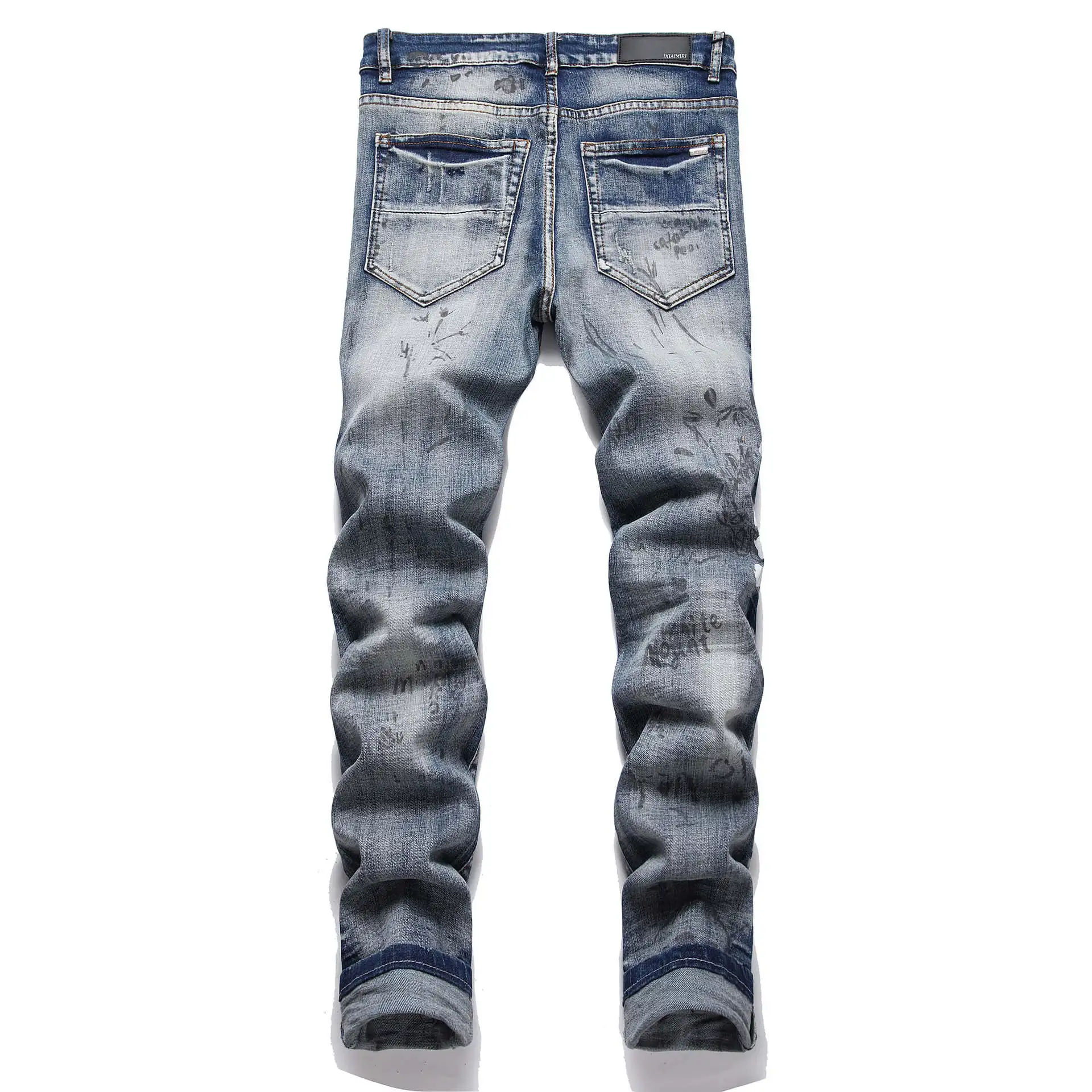Oem Custom Mens Ripped Hip Hop hip hop straight Designer Streetwear Fashion Quality Jeans