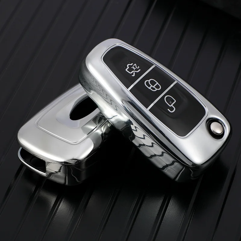 Car Key Fob Cover Case for Ford, Keyless Remote Smart Key Holder W/Keychain for Ford F150 F250,Fob Shell Protector for Mustang