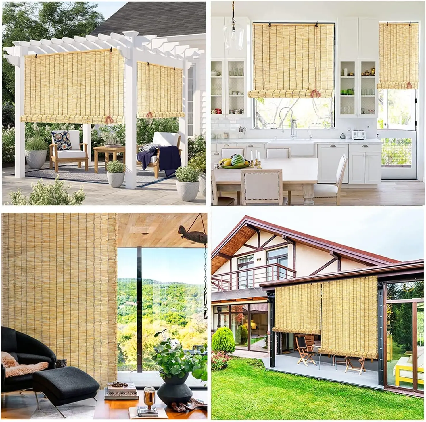 Diameter 4-6mm Phragmites Australis Curtain Reed Roller Blind Plastic Coated Iron Wire Blackout Roller Blinds Decorative windows