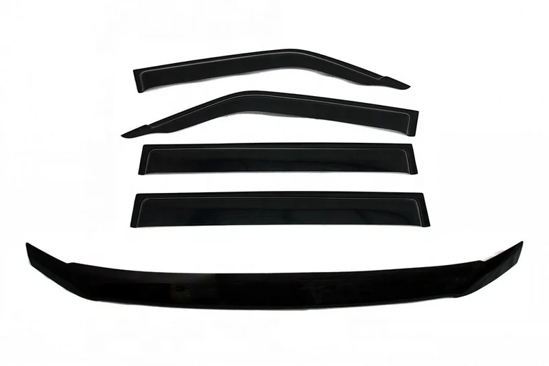 For Mitsubishi Pajero 2006-2020 NS NX Window Visor Vent Sun Shade Rain Guard Door Visor And Bonnet Guard Combo