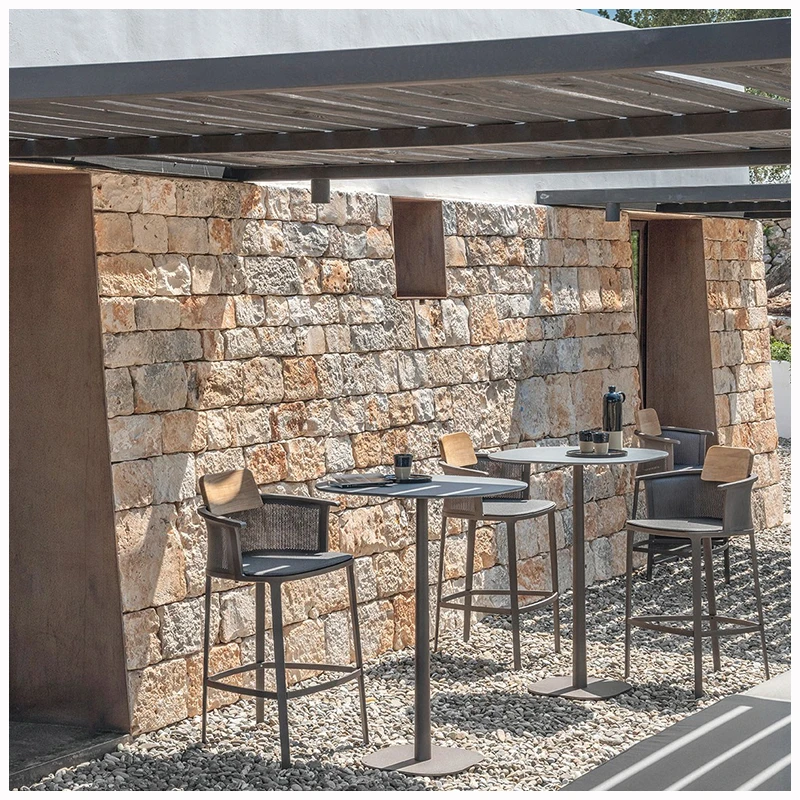 Factory Sales Garden Patio Chairs Armchair Hotel Dining Furniture Wood Rope Woven Chair