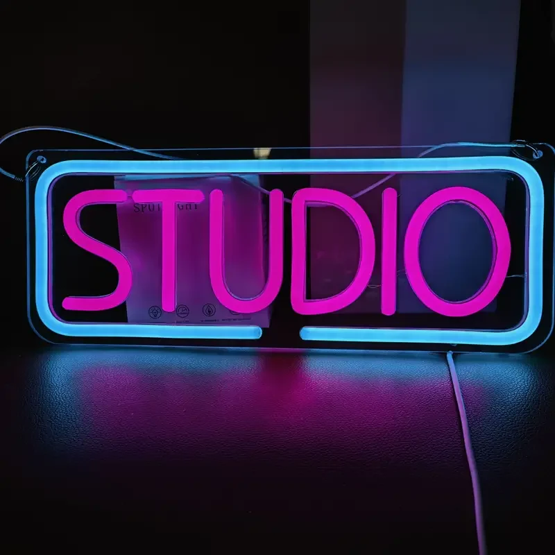 1 PC Studio Neon Sign, Music LED Neon Letter Neon Sign, Bar Sign Lighting Beer Bar, Music Studio, Bedroom Wall Decoration