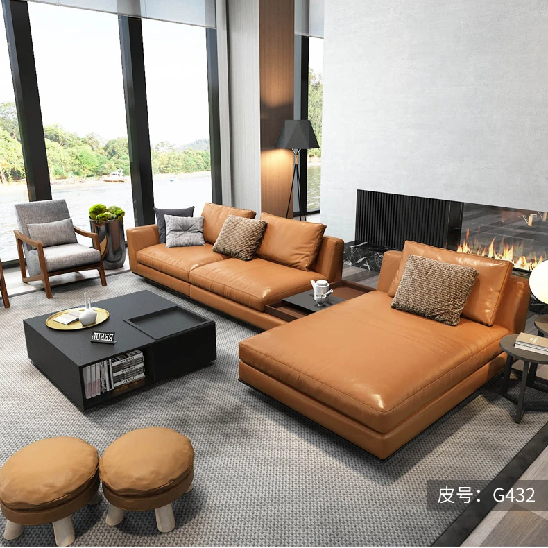 New Arrival Italian Style Corner Sofa Italian Half  Leather Sofa For Living Room