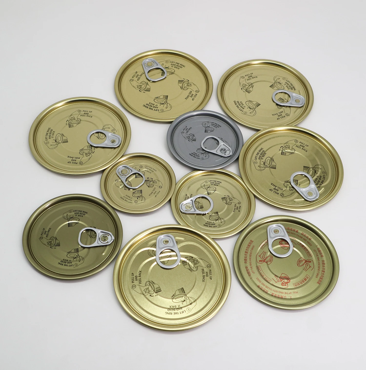 pull ring lid easy open end for pop-top paper can zip-top paper tube easy open lid metal cap aluminum lids