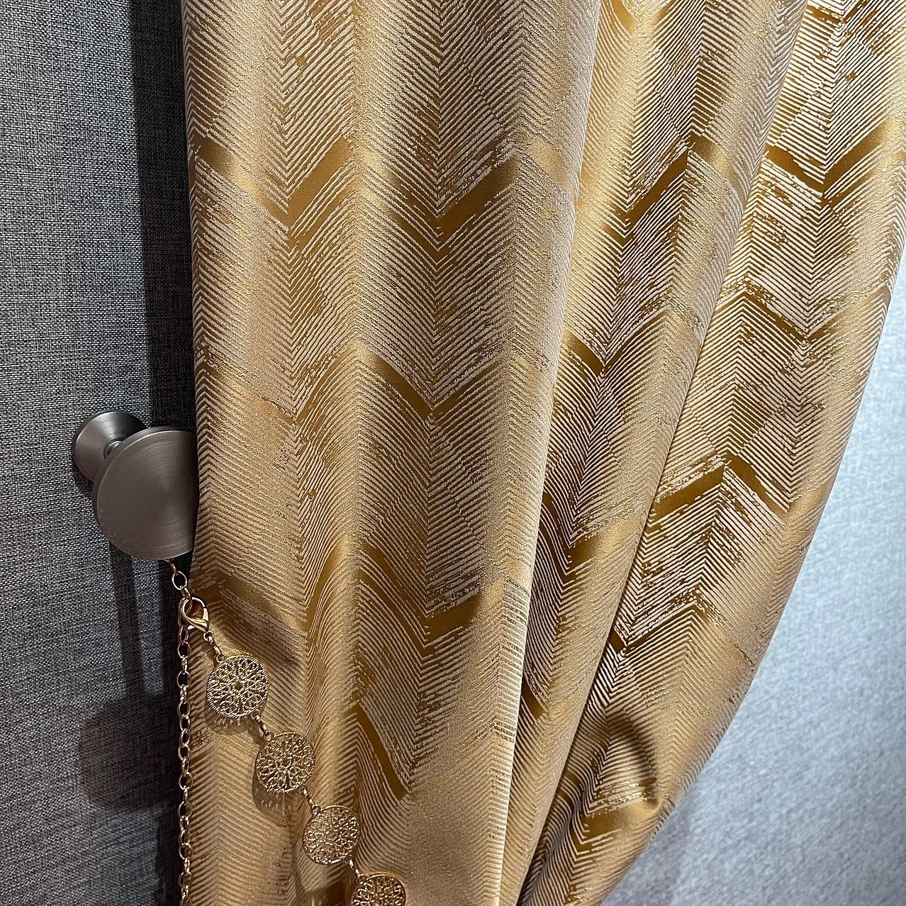 Luxury Striped Wave Texture 3D Design-K Jacquard Blackout Curtain Fabric for Living Room Bedroom Embroidered Curtains