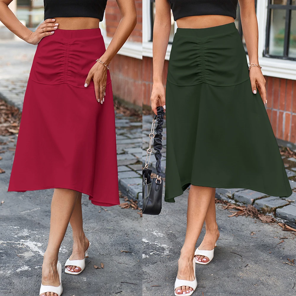 Fashion Clothes Elegant Ruched Detail Asymmetric Skirts Pattern for Women