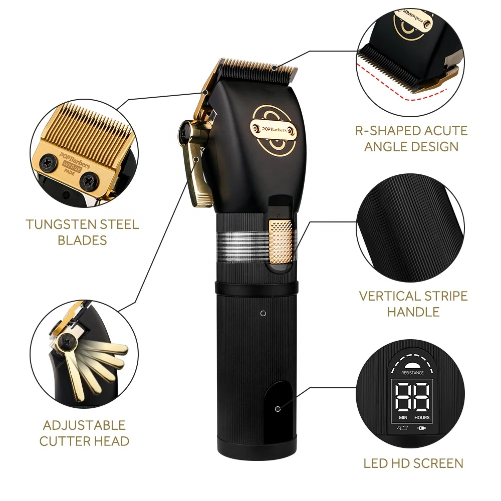 New Salon Cordless Electric Hair Clipper Men Hair Trimmer Black Gold Shavers And Trimmers Men For Barber Shop