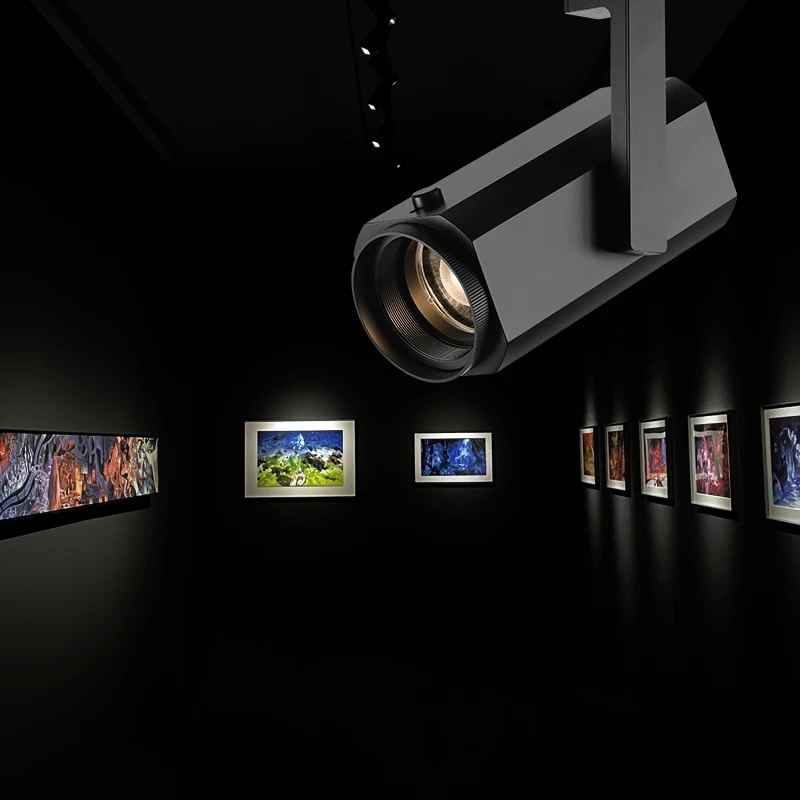 3-phase Adaptor 20W 24W Dimmable Adjustable Focusable Beam Angle COB LED Track Light Black Aluminum Museum 60 97 Modern Cree