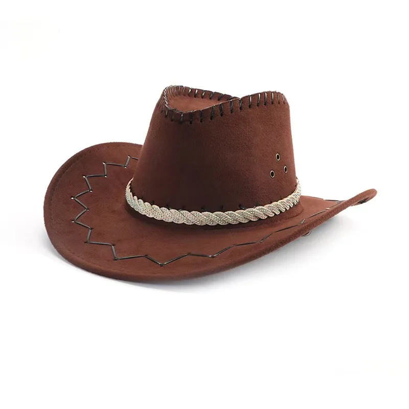 Ethnic style grassland hat accessories factory wholesale diamond inlaid grass hat with denim hat strap