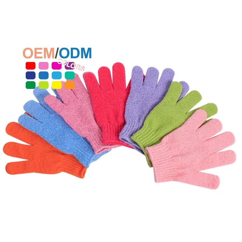 Custom Logo Bath Exfoliating Glove Hygienic Bath Shower Bamboo Glove