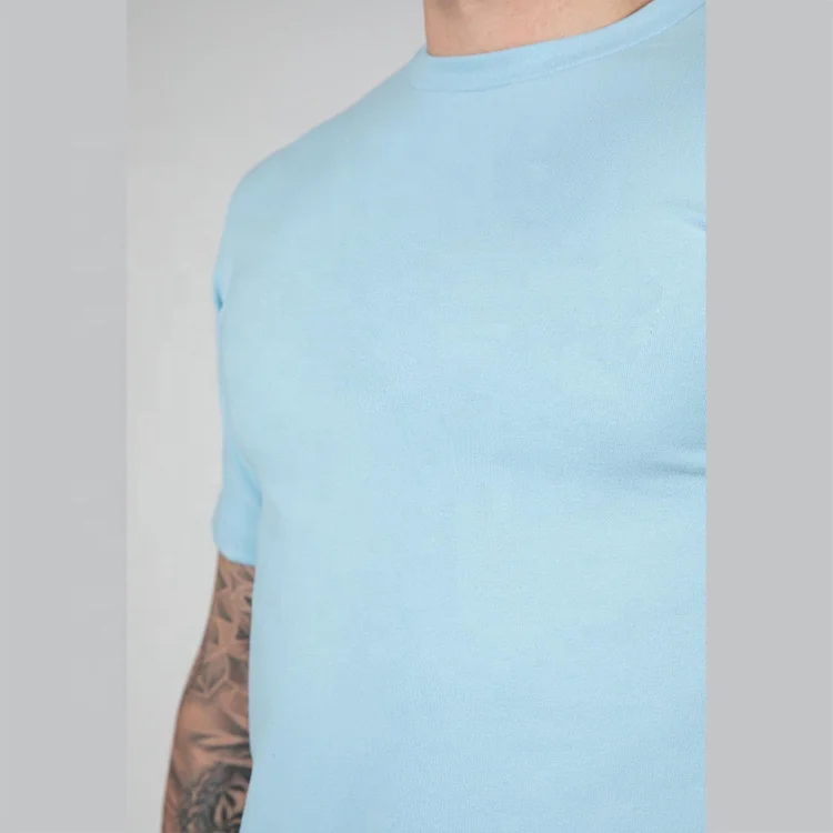 Wholesale Essential Printing Logo Running Pure Color Stretchy Fabrics T Shirt High Quality Cotton Elastane Blend T-Shirt Men