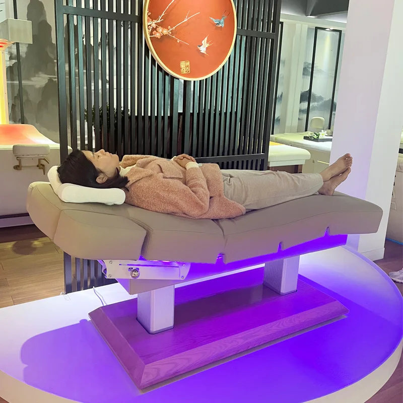 Luxury Salon Spa Bed Beauty Equipment 4 Motors Electric Cosmetic Table Massage Bed With Led Lighting