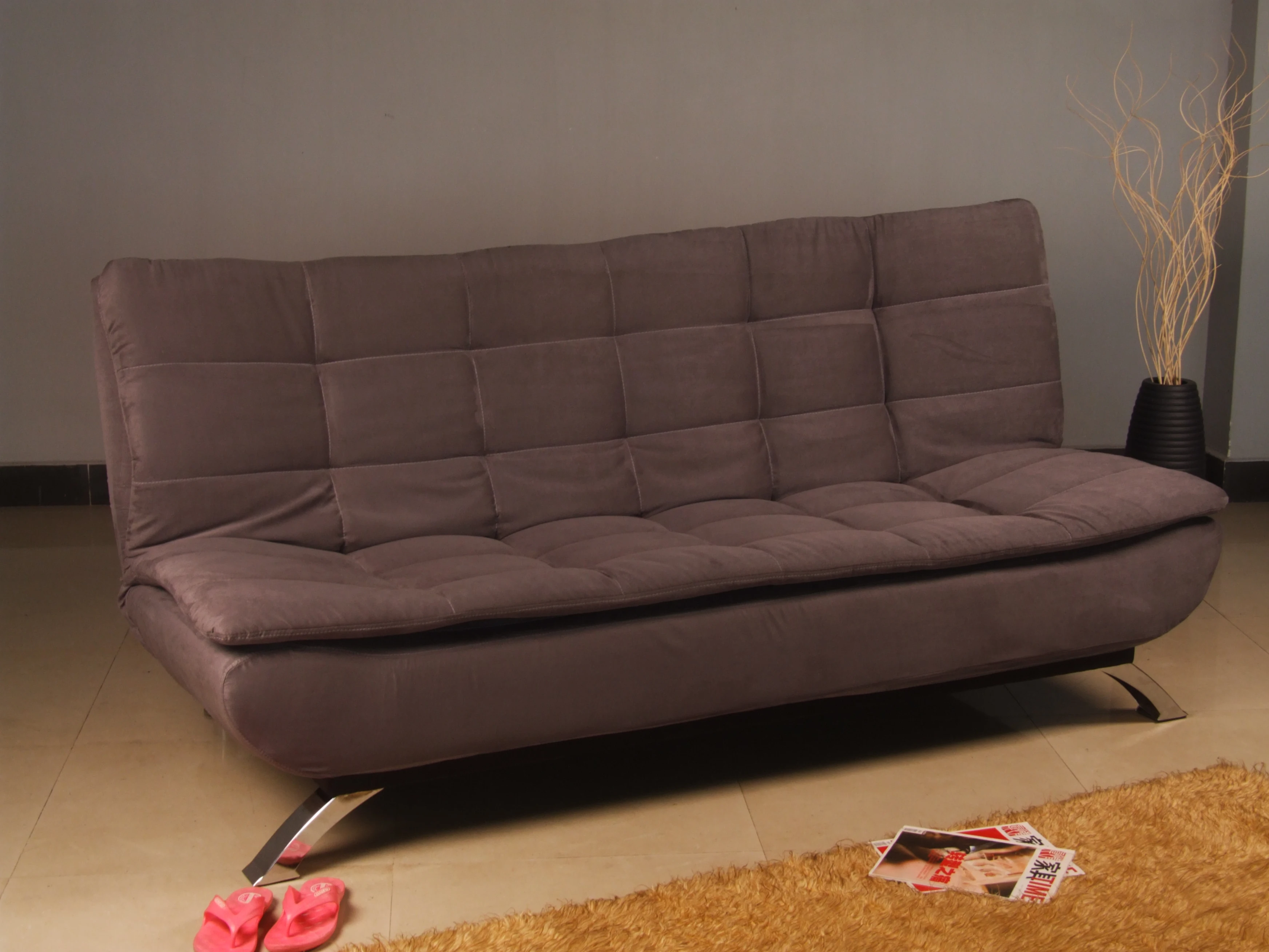 Elegant Fabric Double Cushions Modern Furniture Fabric Plat Pack Living Room Furniture Big Size Comfortable  3 eater Sofa Bed