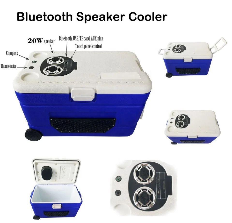 TR-43L wholesale insulated trolley cooler bag on wheel with Waterproof Bluetooth Speaker