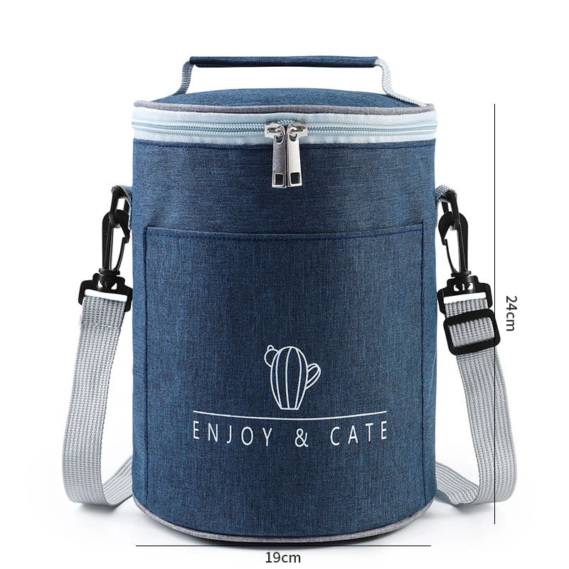 Hot Sale Portable Grey Insulated Aluminum Waterproof Food Ice Cooler Round Foil Kids For School Thermal Lunch Bag
