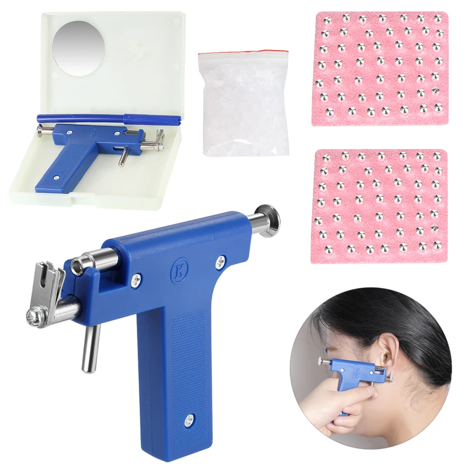 Professional Stainless Steel Ear Piercing Gun Kit with Ear Studs Plastic Handheld Body Piercing Tools Jewelry Engraving Tools