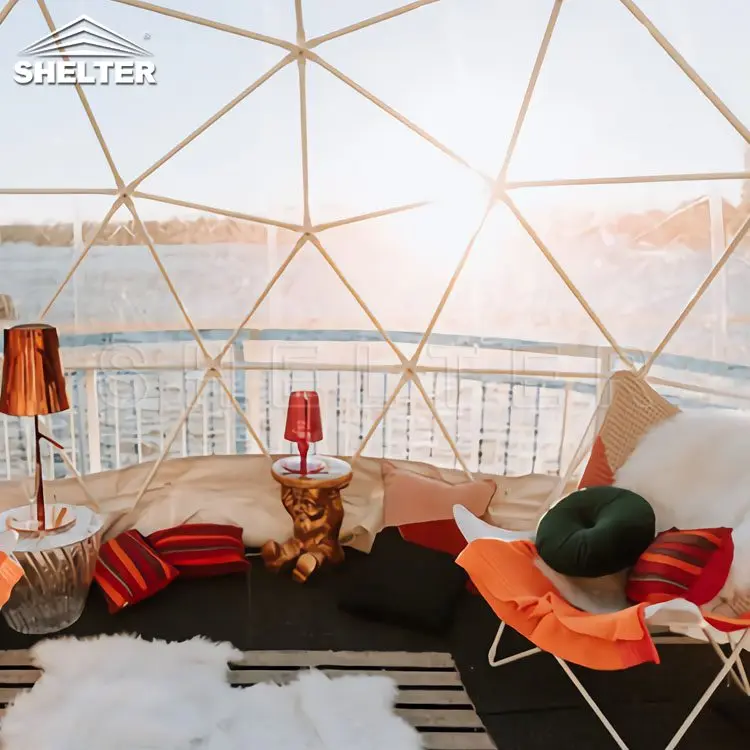 4m Luxury Eco Hotel Decoration Prefab Transparent Geodesic Waterproof Round Dome Tent House Glamping Tent For Sale