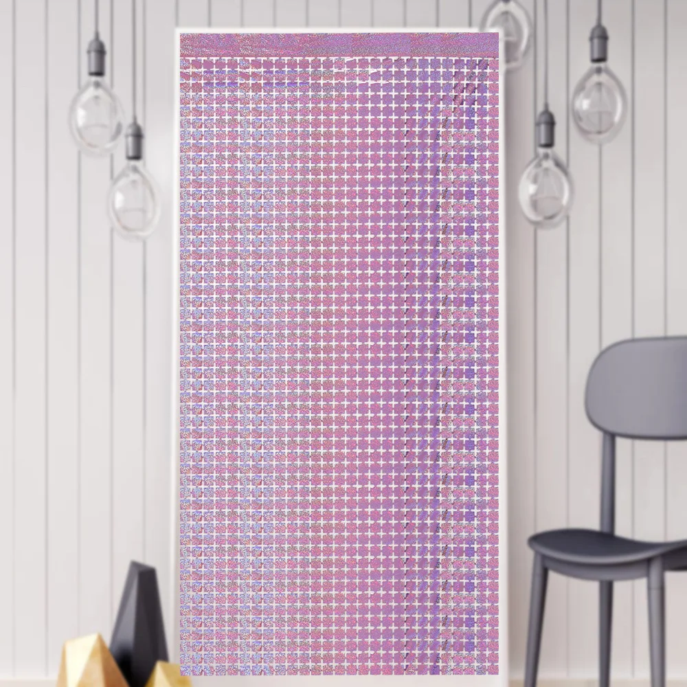 1*2 m square laser rain curtain Birthday party party decoration background wall arranged small square rain curtain