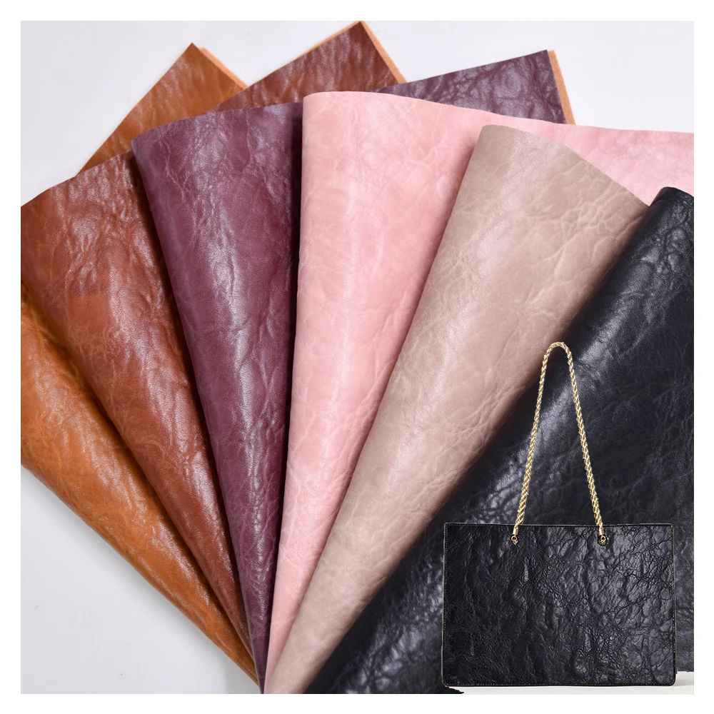 Designer Cheap leather factory oil Faux semi-pu leather fabric synthetic PU leather products roll bag material for handbag