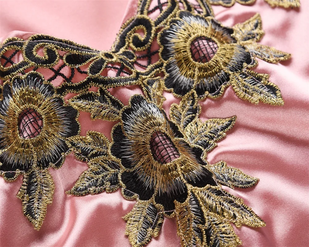 Fashion ladies blouses tops cold shoulder embroidery satin blouse