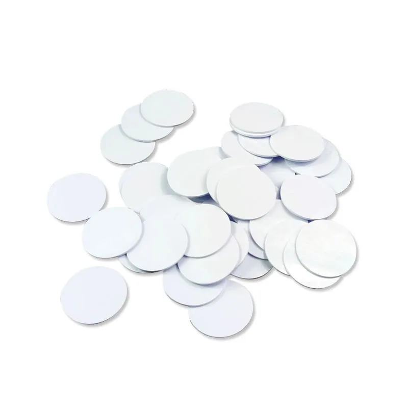 Hot Sale custom logo 125KHZ T5577 EM4100  13.56Mhz  MF S50 metal nfc Blank RFID Coin Tag Label RFID Sticker