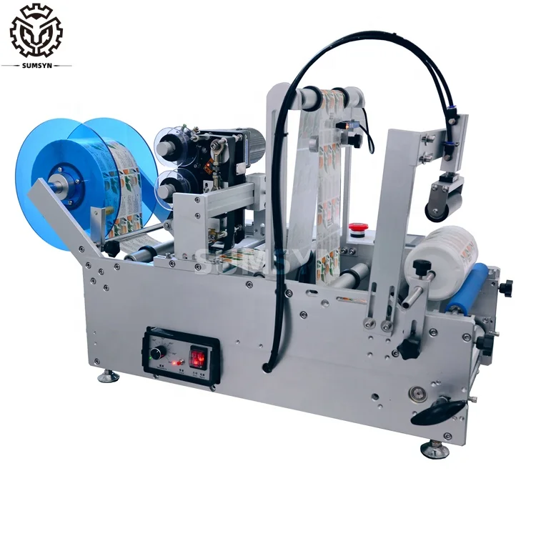 
Manual Fast Semi Automatic labeling self-adhesive barcode machine round bottle Jars Cans with date printing 