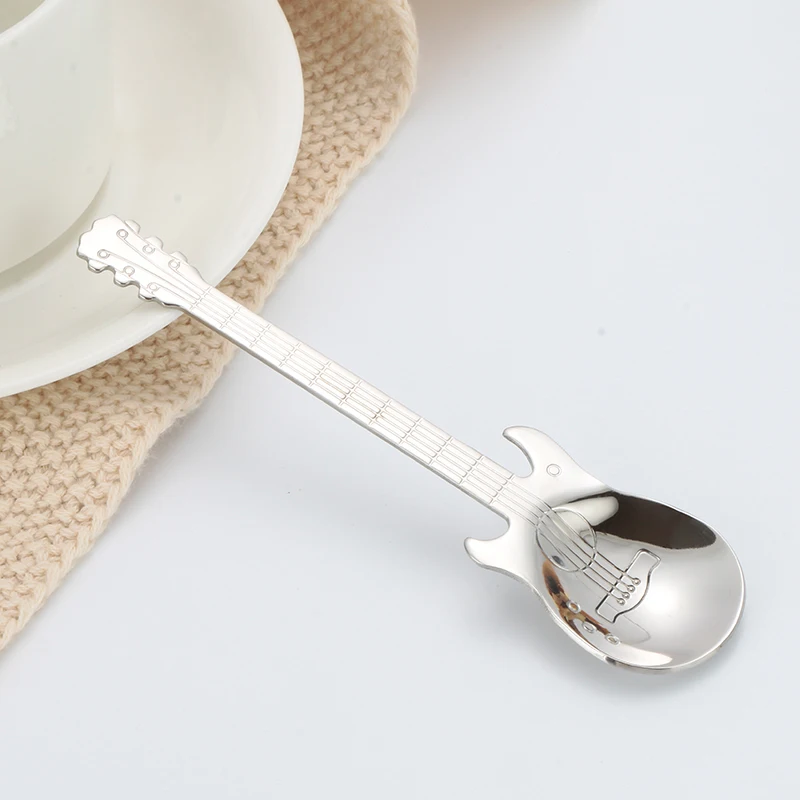 
Instrument Guitar Spoon Stainless Steel Yogurt Honey Candy Coffee Spoons 