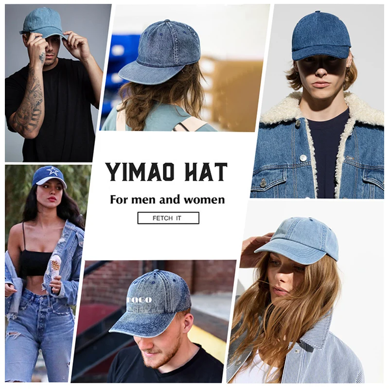 Streetwear Fashion Sun Shade Wholesale Unstructured Soft Crown Jeans Fashion Hat Denim Baseball Cap For Women Men
