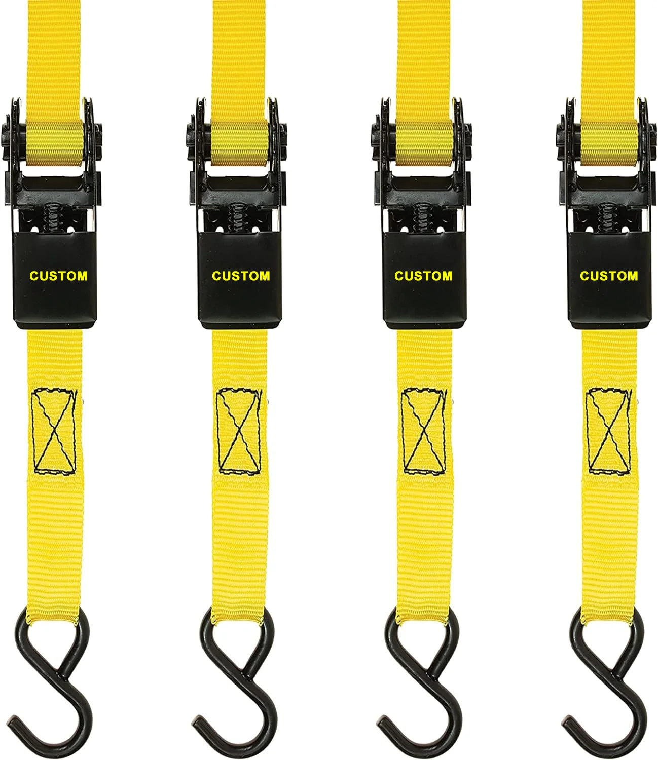 1inch x 10ft 440LBS Safe Working Load Cargo Tie Down Belt Black E-Coated Ratchet Straps Customized With S Hook