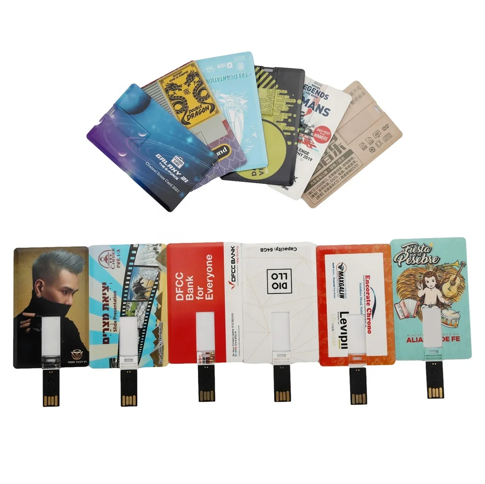 Customised greeting 2.0 promotion gift mini slim model 1gb white flit memory flash credit card usb type pen drives 32gb
