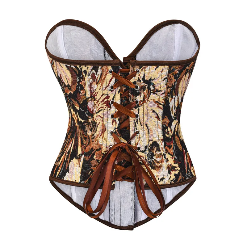 OUDINA New Oil Painting Style Corset Strappy Bone Chest Waist Trainer Femme Corset For Women Corset Top