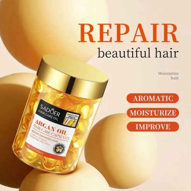 Hair Argan Vitamins Oil Capsules Sadoer Smoothing Private Label Repair Nourishing Moisturizing