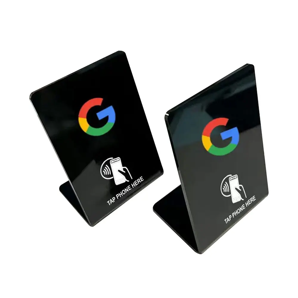 Smart Customized NFC Standing NTAG213/215 LOGO Printed Acrylic/PVC Social Media Smart RFID Stand