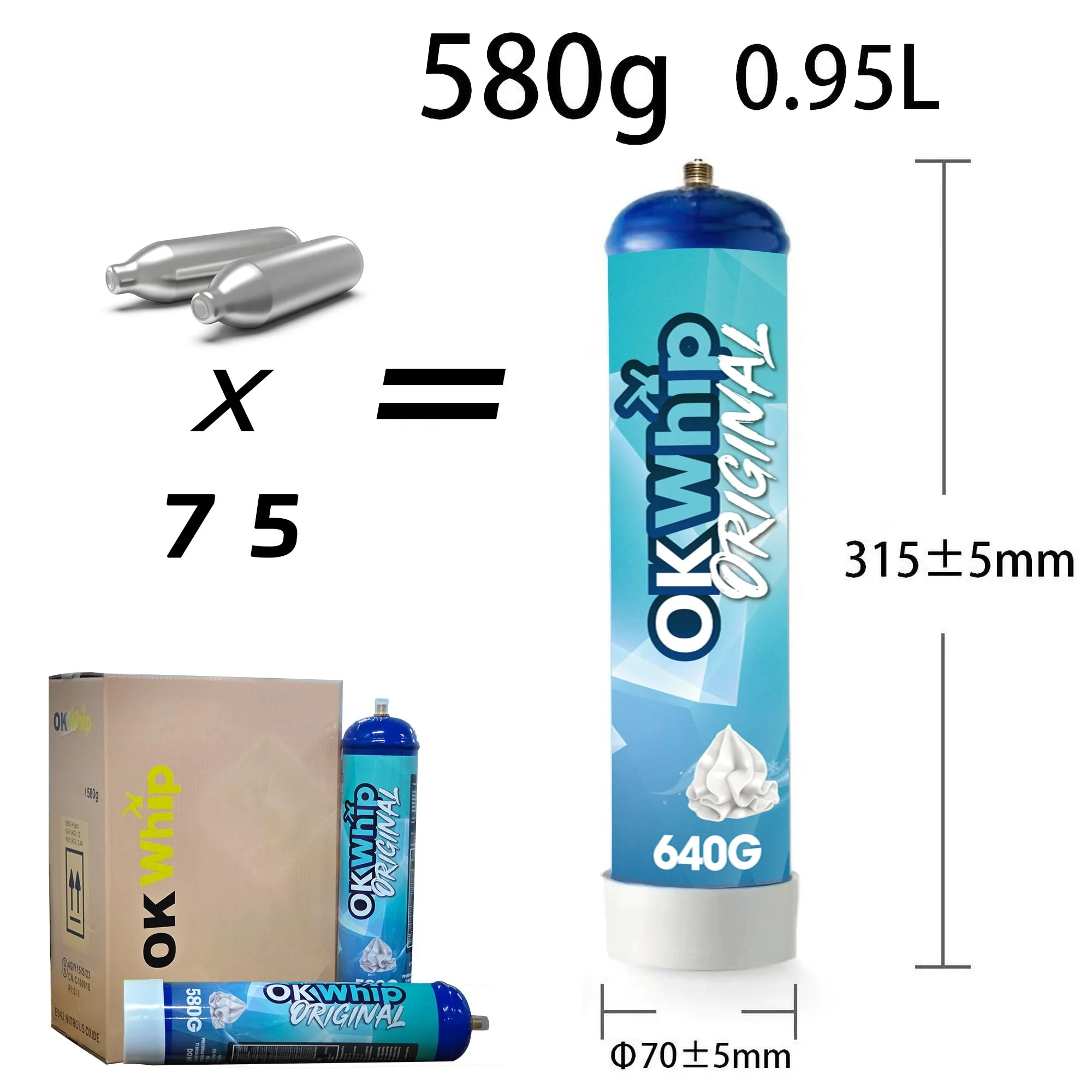 factory price Hot Sale CE high purity 640G cream chargers for cream dispenser Eco Material smart fastgast cream chargers