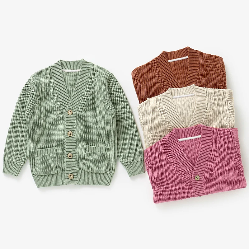 Knitwear Sweaters Baby Clothes Supplier Organic Baby Winter Warm Boys Girls Cardigan Sweaters