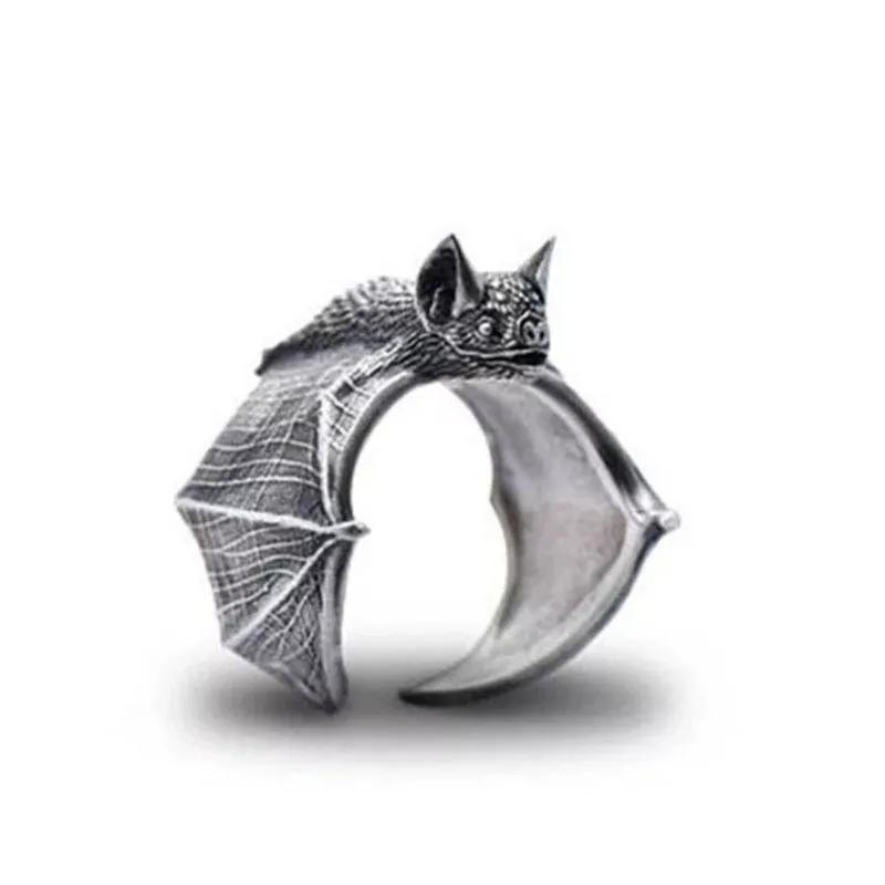 Adjustable Silver Bat Ring Band Gothic Punk Gift Celtic Wiccan Jewellery Gift