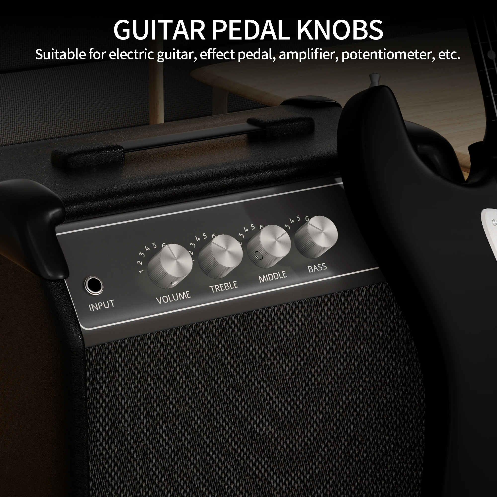 15MMX12.5MM Silver Color Aluminum Volume Potentiometer Control Audio Knob Guitar Pedal with 6.35mm Shaft Hole Diameter