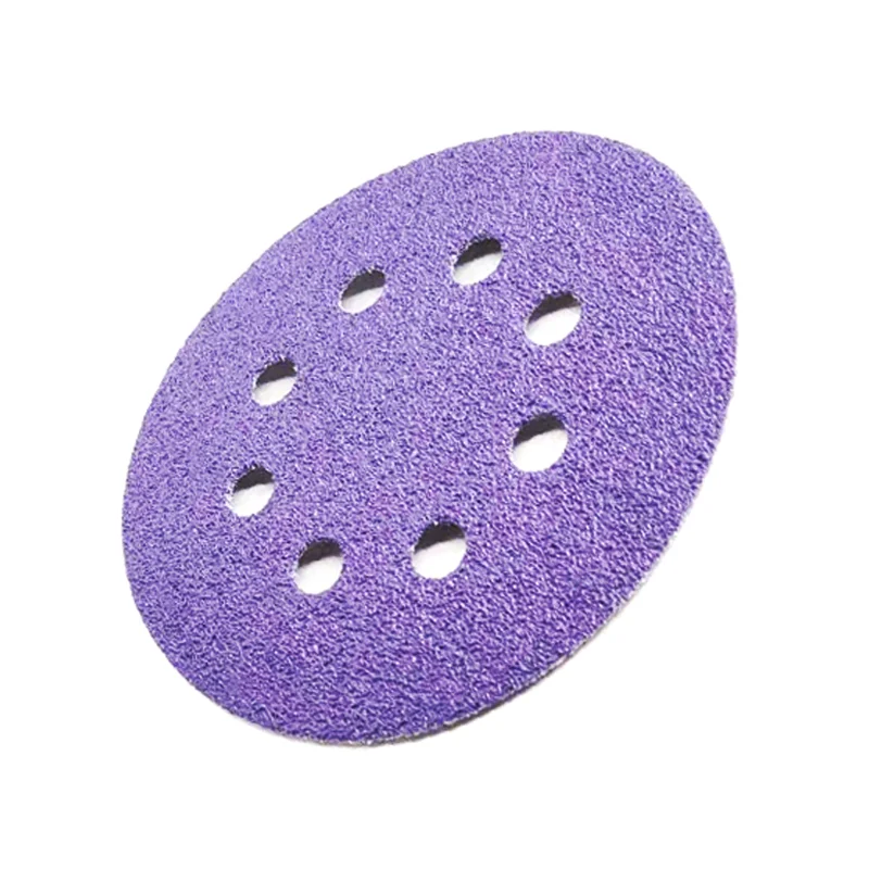  Datong Factory 5 Inch 8 Holes 150 Grit Hook and Loop Purple Round Sanding Disc for Metal Automotive Wood