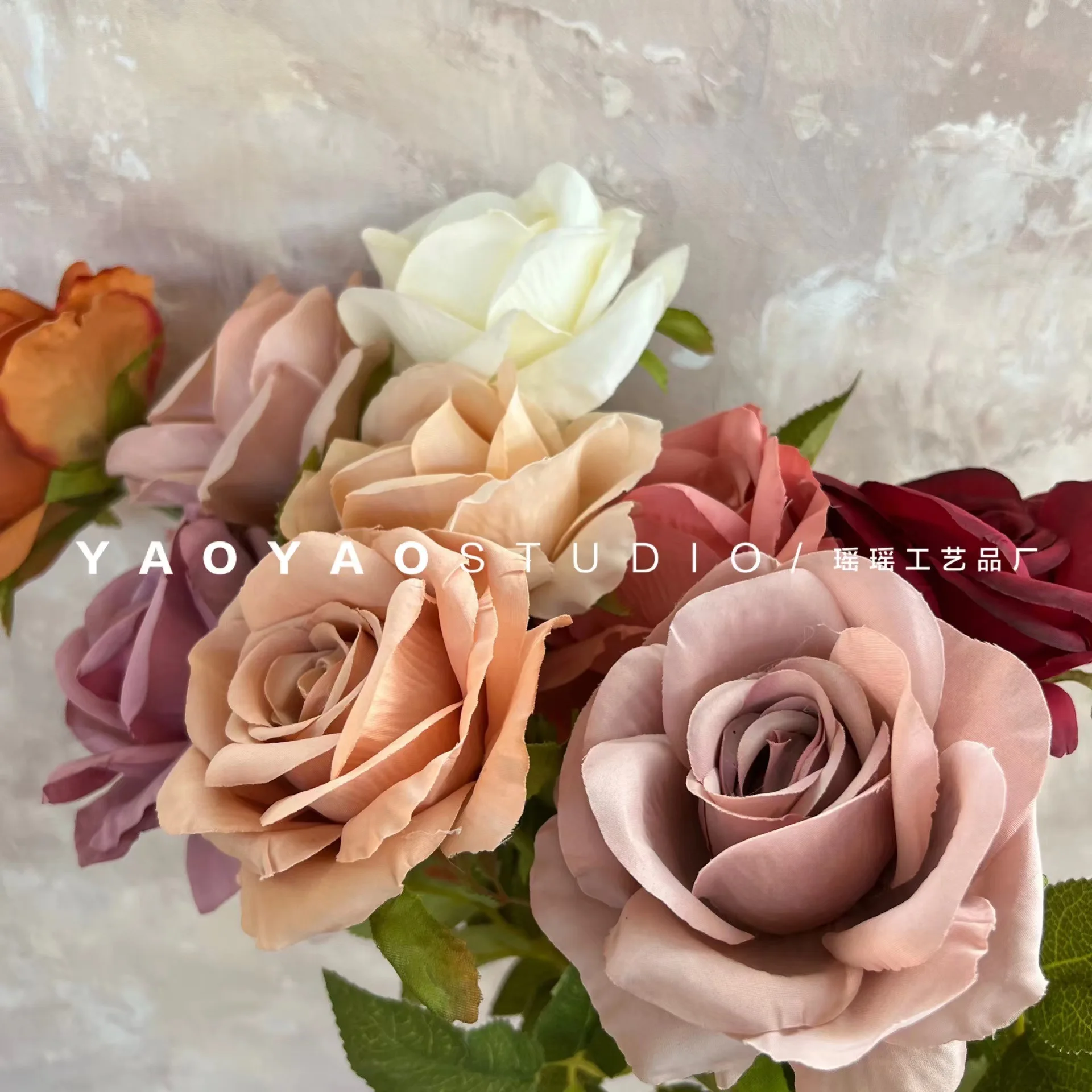 Single Branch  Rose Simulation Artificial Flowers for Wedding Hotel Decorations Home Use Foreign Trade Compliant