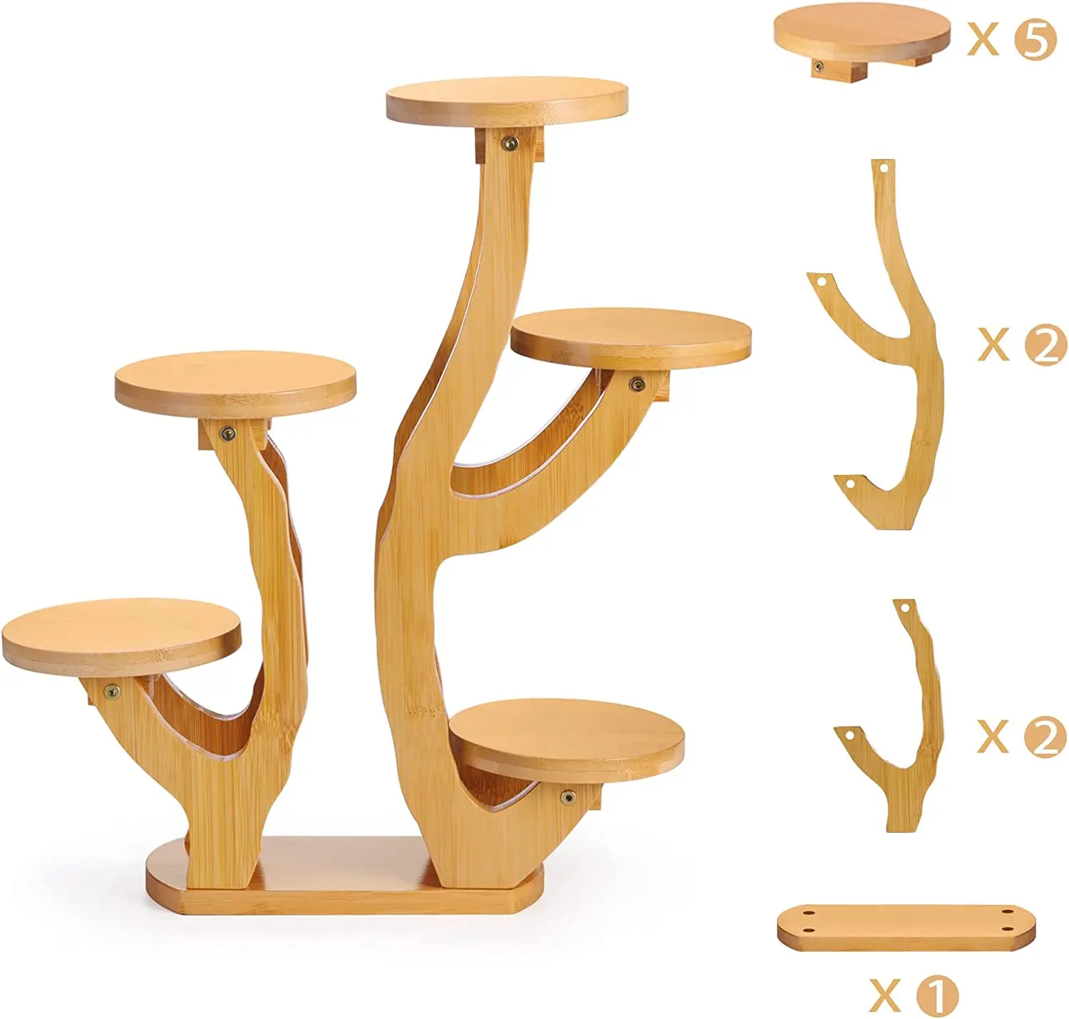 Small Flower pot Display Stand Bamboo potted Plant stand for Indoor