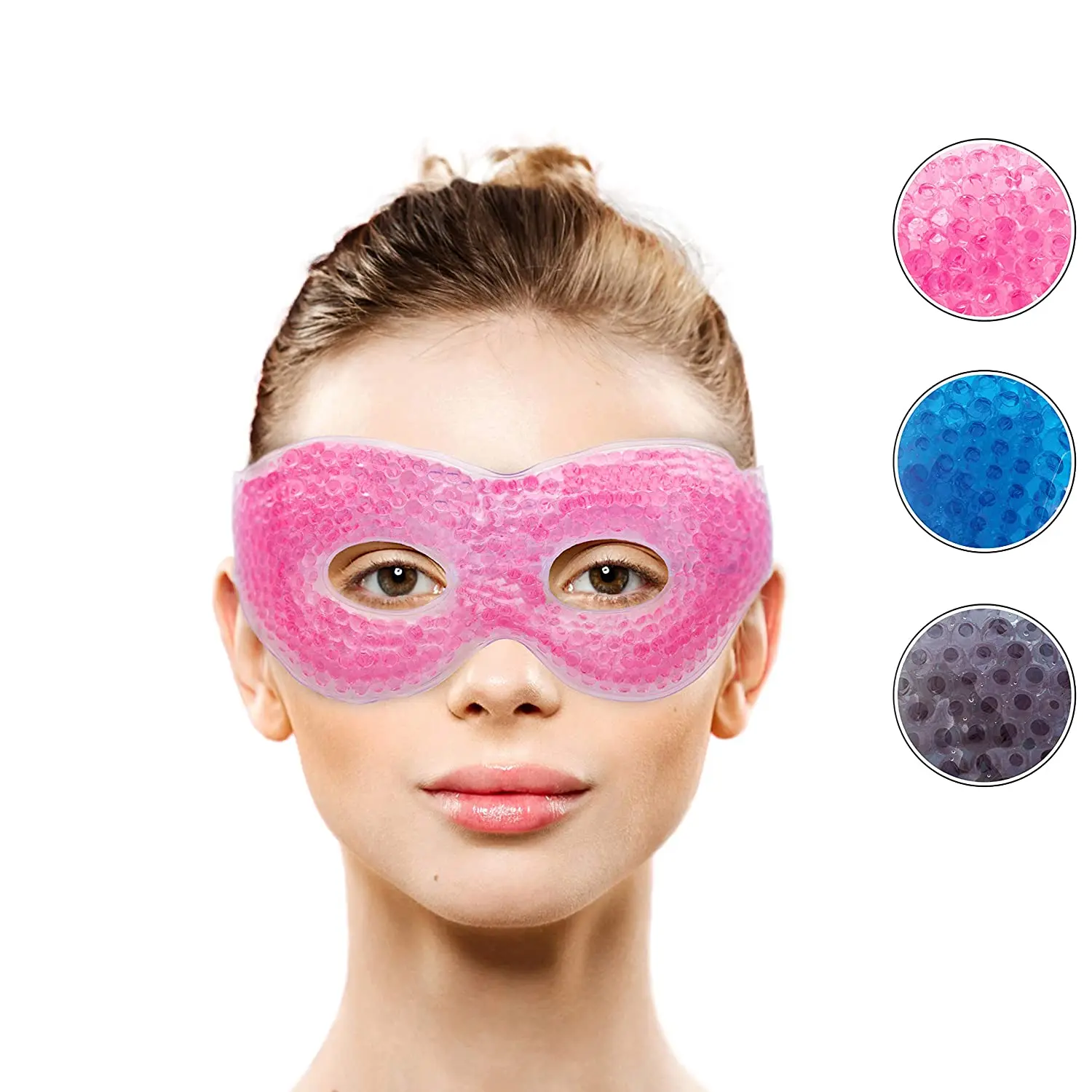Hot Cold Compress Reusable PVC Cooling Ice Packs Gel Bead Eye Mask with Eye holes for Puffy Eyes