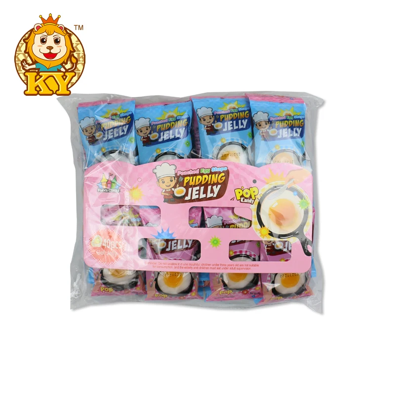 Hot selling snack food soft candy fruity flavor funny fried egg shape  fast food gummy  jelly pudding candy toys for kids