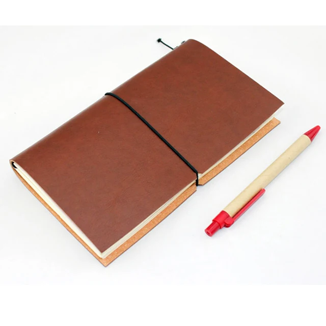 PU Leather Travel Notebook Journal Vintage Notebook Diary with Elastic Band
