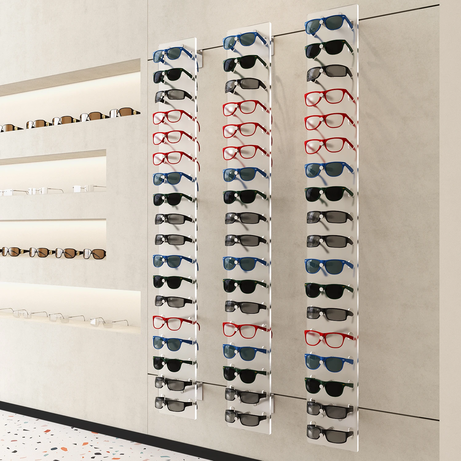 Acrylic sunglass sunglasses wall display glasses optical frame display wall mount eyeglass wall mounted eyewear display