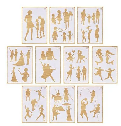 
Hollow Lase Stencils for DIY Photo Album Journal Painting Template Walls Arts and Crafts Drawing Tool 