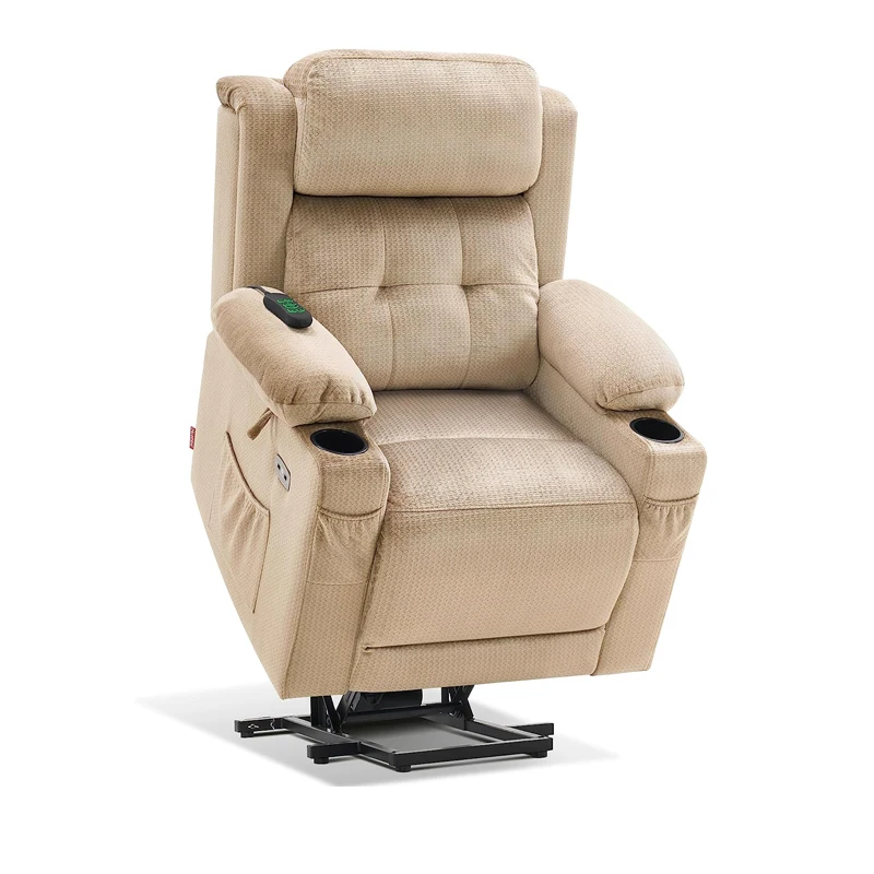 Medium Dual Motor Power Lift Recliner Chair with Massage and Heat for Elderly People, Lay Flat Power Headrest